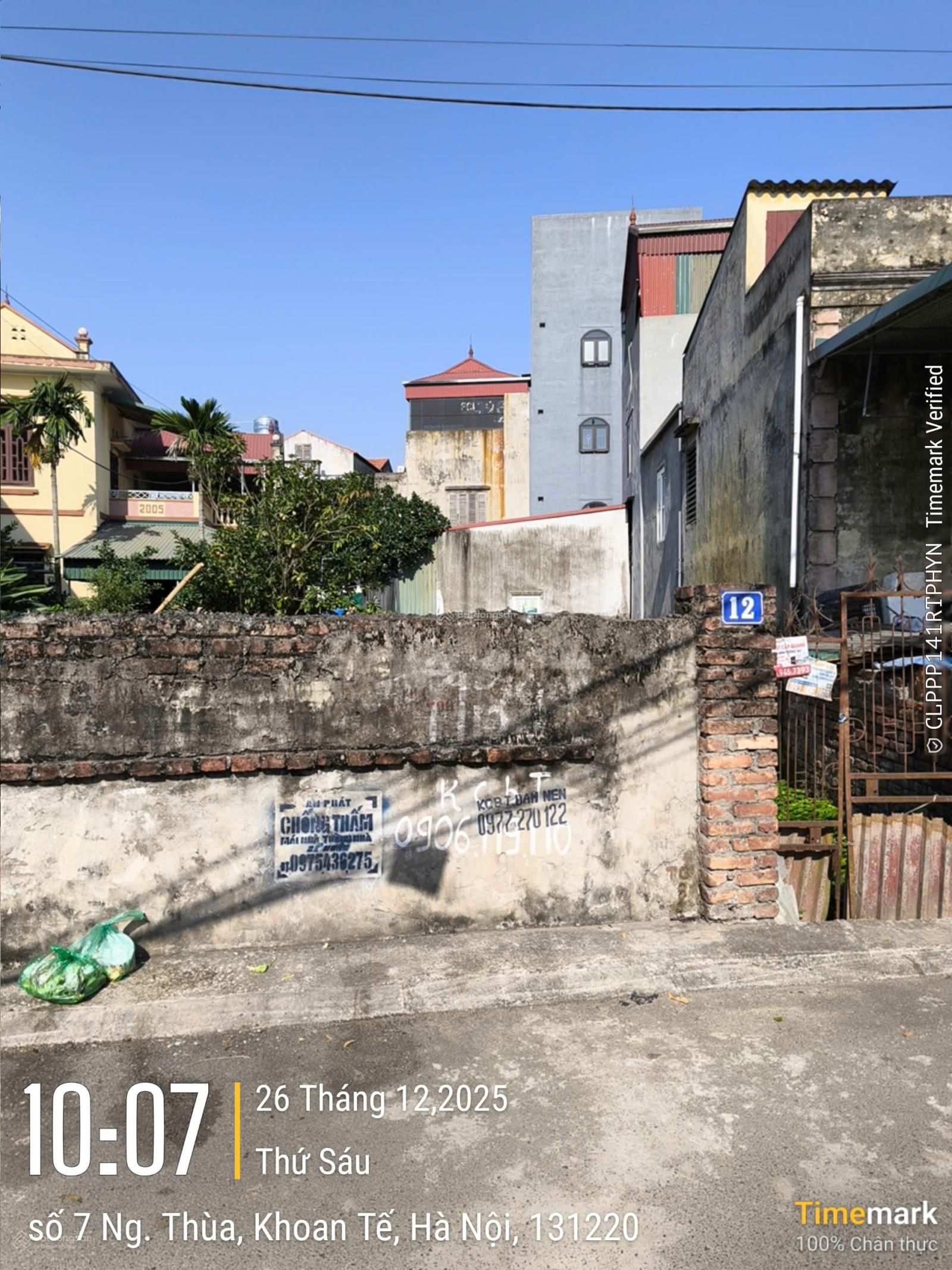 Bán ĐẤT tại Khoan Tế, 75 triệu / m2, 120m2, pháp lý đầy đủ