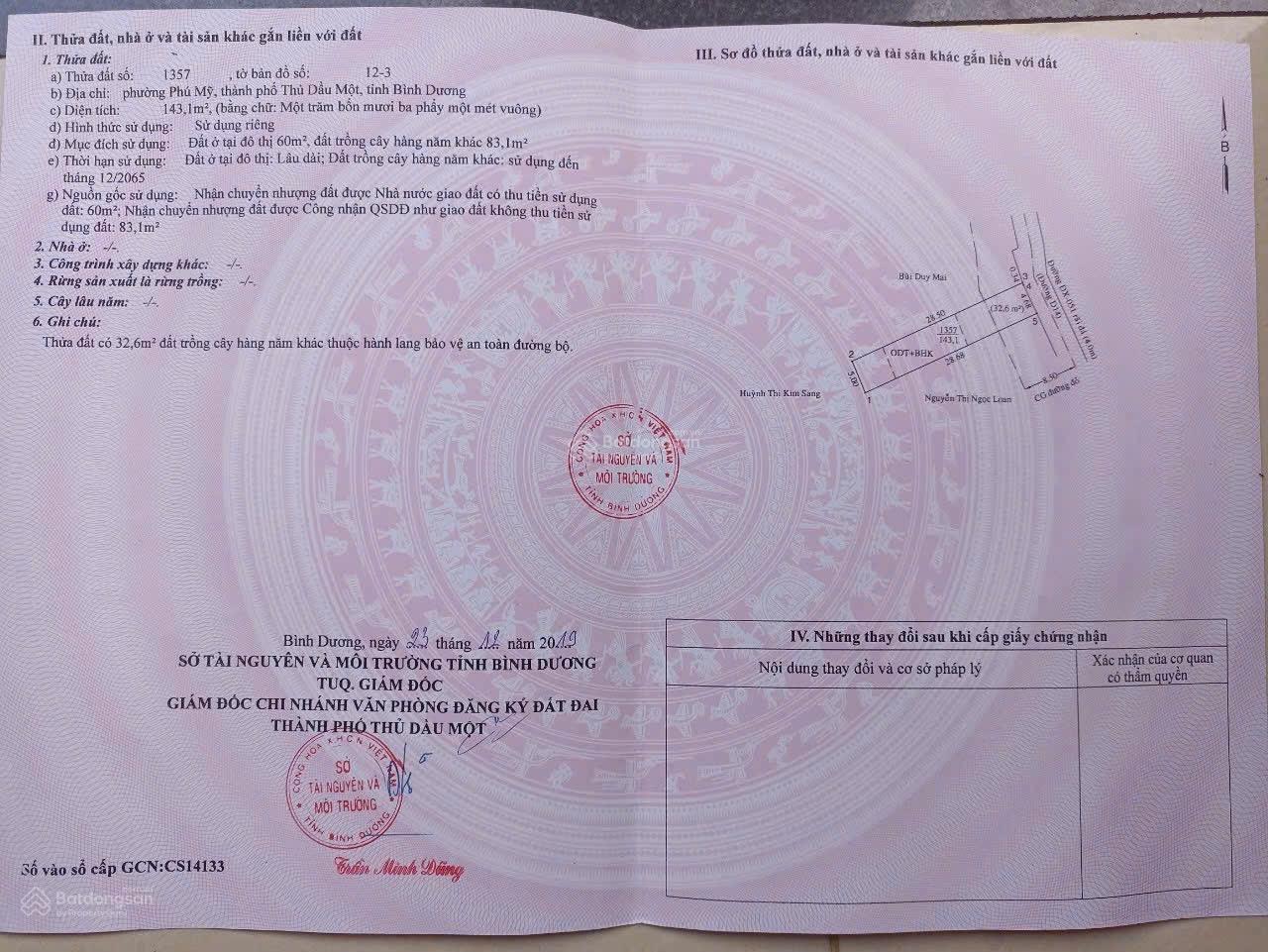 BÁN ĐẤT PHÚ MỸ ĐỐI DIỆN CÔNG VIÊN Nay thuộc Phường Bình Dương - TP.HCM Mặt tiền DX 51 cách Phạm N