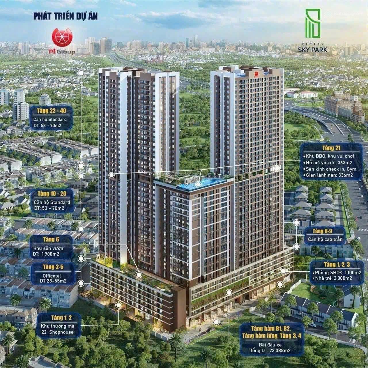 PiCity Sky Park - 2PN 56m2 giá 2.75tỷ - Trả trước 15% tới khi nhận nhà 02/2027. Vay miễn lãi 3 năm