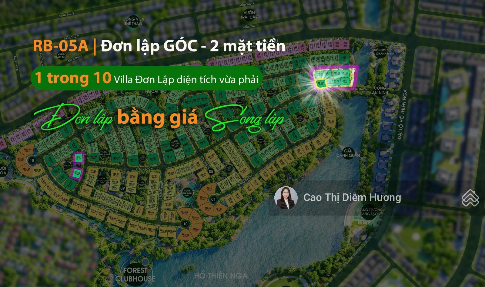 HÀNG HIẾM - BIỆT THỰ RỪNG Đơn Lập góc 2 mặt tiền HOT nhất Eco Retreat giá 19,3 tỷ gần HỒ THIÊN NGA