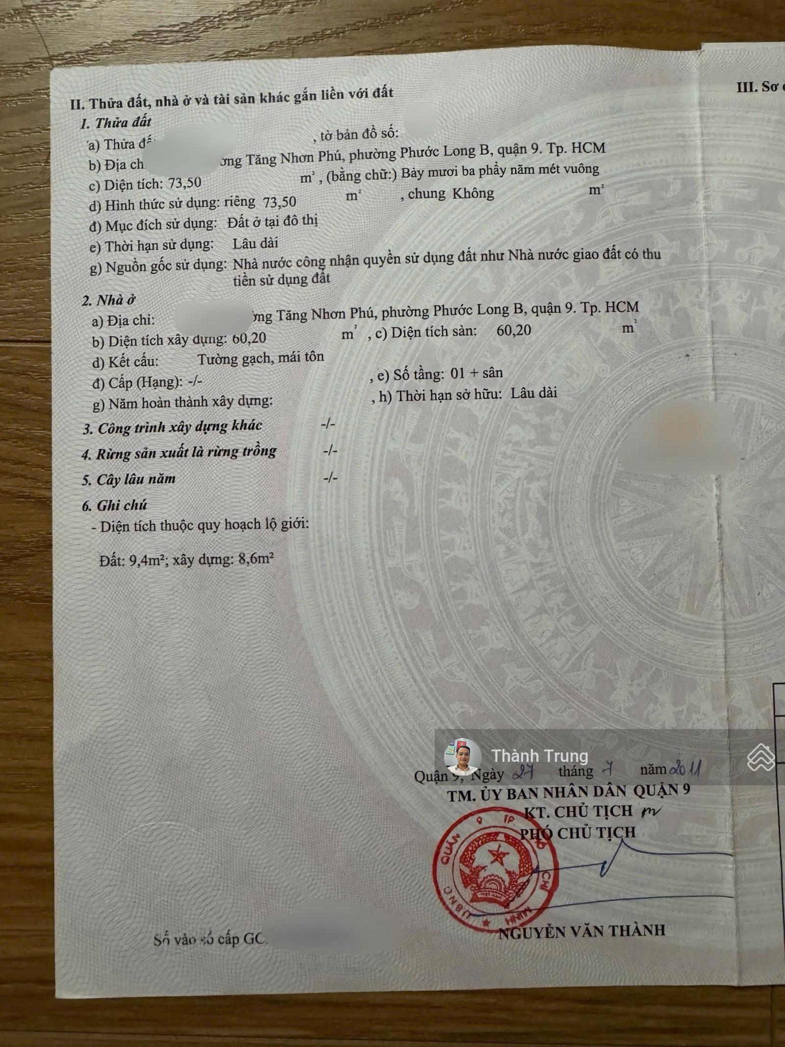 Bán căn nhà 1 trệt 1 lầu ngang hơn 6m vuông vức, Hẻm xe hơi thông 2 đầu, gần Đỗ X Hợp. Giá 7,2 tỷ