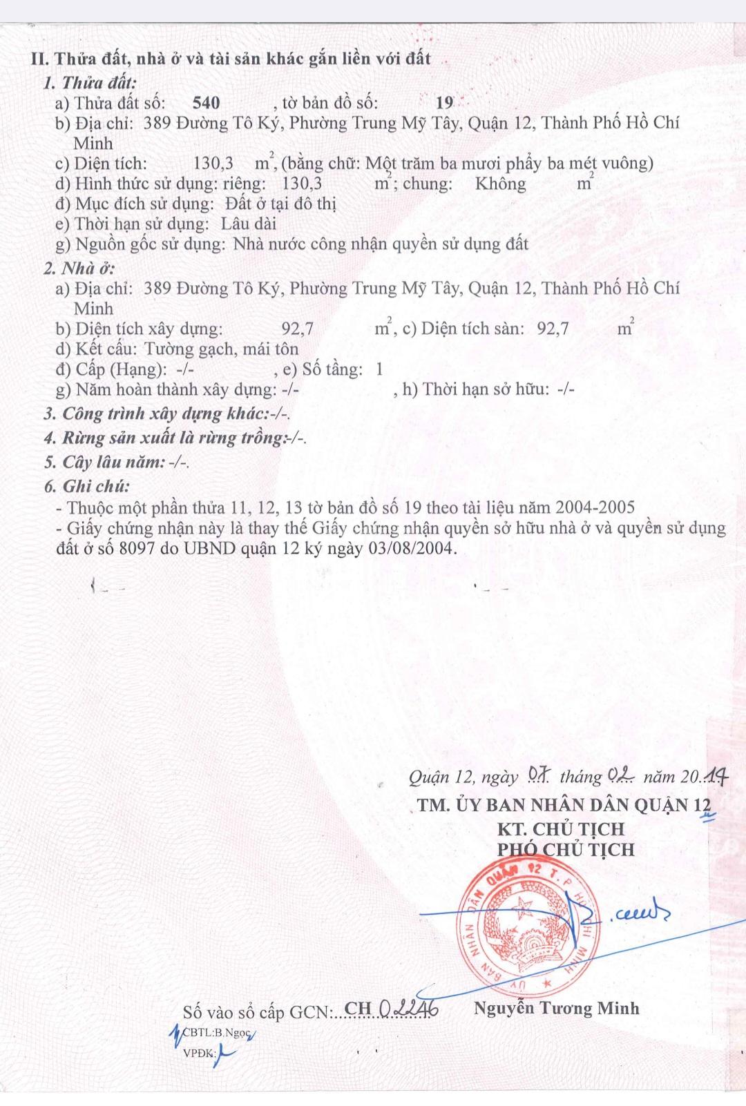 NHÀ MẶT TIỀN KINH DOANH ĐƯỜNG TÔ KÝ,DIỆN TÍCH:130m2, SỔ HỒNG RIÊNG, CHỈ 17.5 TỶ