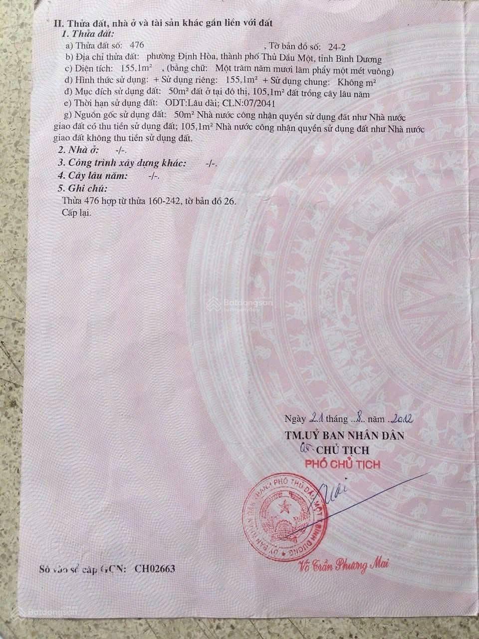 Bán đất mặt tiền kinh doanh Đại Lộ Bình Dương Đất 6x26 50 thổ cư Giá 5 .3 tỷ