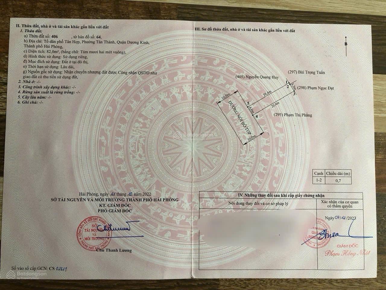 lô mặt đường 10m Tân Thành, Dương Kinh, Hải Phòng. - DT: 82m2 ( ngang 4m )
- Đường thông rộng 10