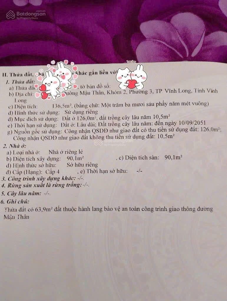 NHÀ MẶT TIỀN ĐƯỜNG MẬU THÂN 4,7 TỶ KINH DOANH SUNG TÚC, TRUNG TÂM TP VĨNH LONG