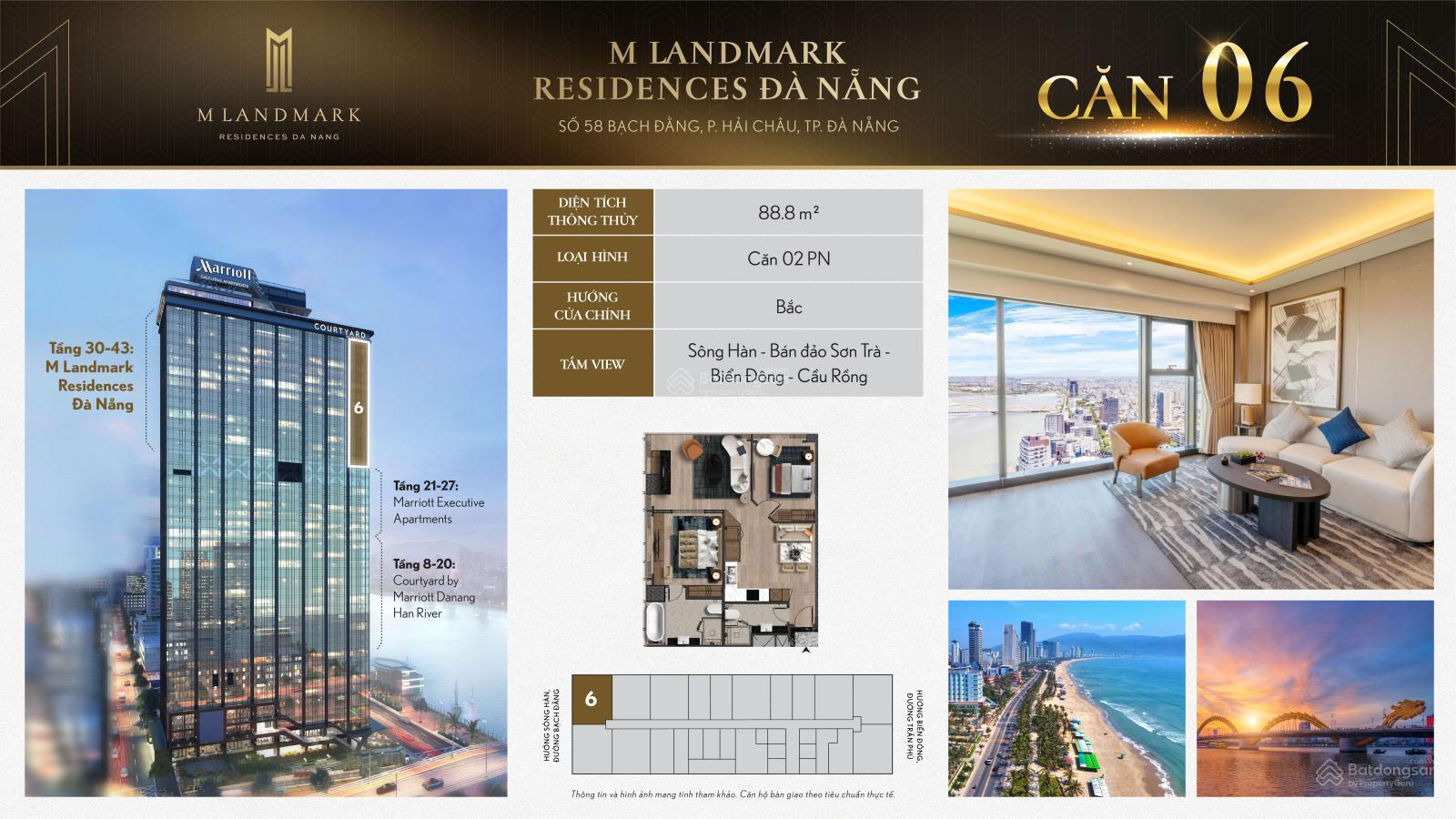 5,461tỷ Nhận nhà ở ngay căn góc 2PN 88.8m2 M Landmark Đà Nẵng khoảng tầng cao 0905 042 *** Mr Trương