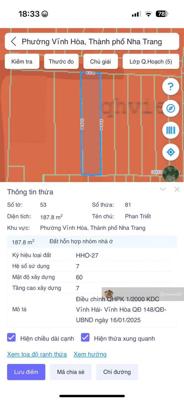HÀNG HIẾM CHỈ CÒN 1 LÔ DUY NHẤT. bán lô đất, P vĩnh hoà. Cách Điện Biên Phủ 100m. 50 triệu/m2