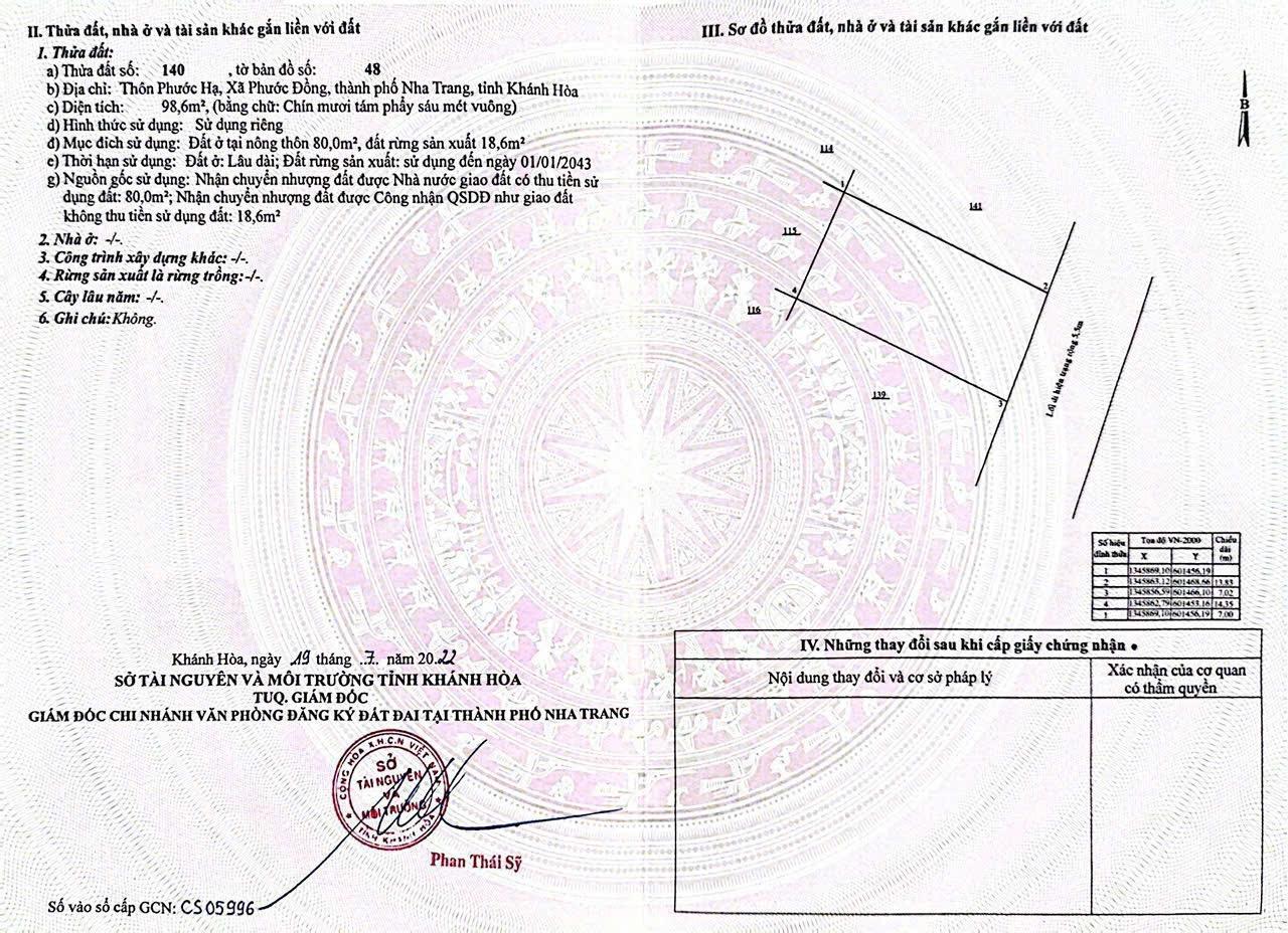 BÁN LÔ ĐẤT ĐẸP PHƯỚC HẠ NAM NHA TRANG GIÁ CHỈ 1 TỶ 600 (bao thuế phí) BÁN LÔ ĐẤT ĐẸP PHƯỚC HẠ NAM NHA TRANG GIÁ CHỈ 1 TỶ 600 (bao thuế phí)