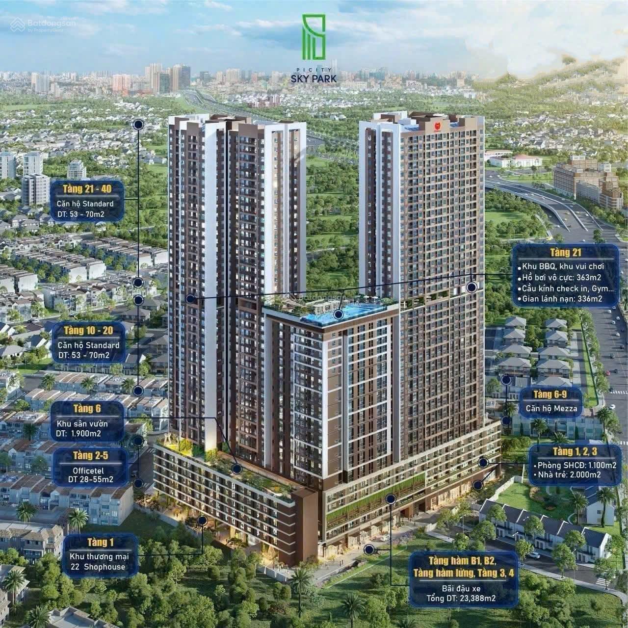 CDT chiết khấu 6,5% + tặng 35tr khi mua căn hộ Picity Sky Park, 1PN giá 2,45 tỷ nội thất cao cấp