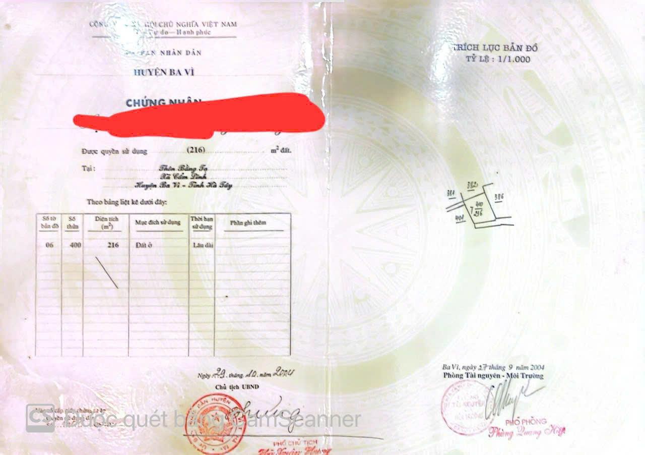 Hàng mới, lô đất Cẩm Lĩnh full thổ cư chia được làm 2 sổ, gần các KDL, cách đường nhựa điểm bus 30m