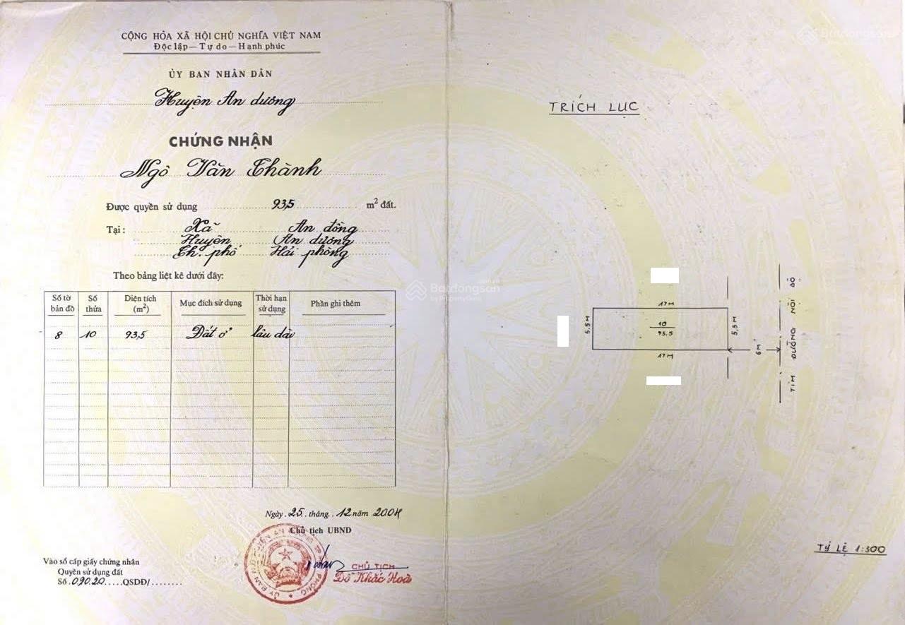 Bán 2 lô đất 93,5m2 trục chính Đầm Phường, Vĩnh Khê, An Đồng Giá 4,9 tỷ