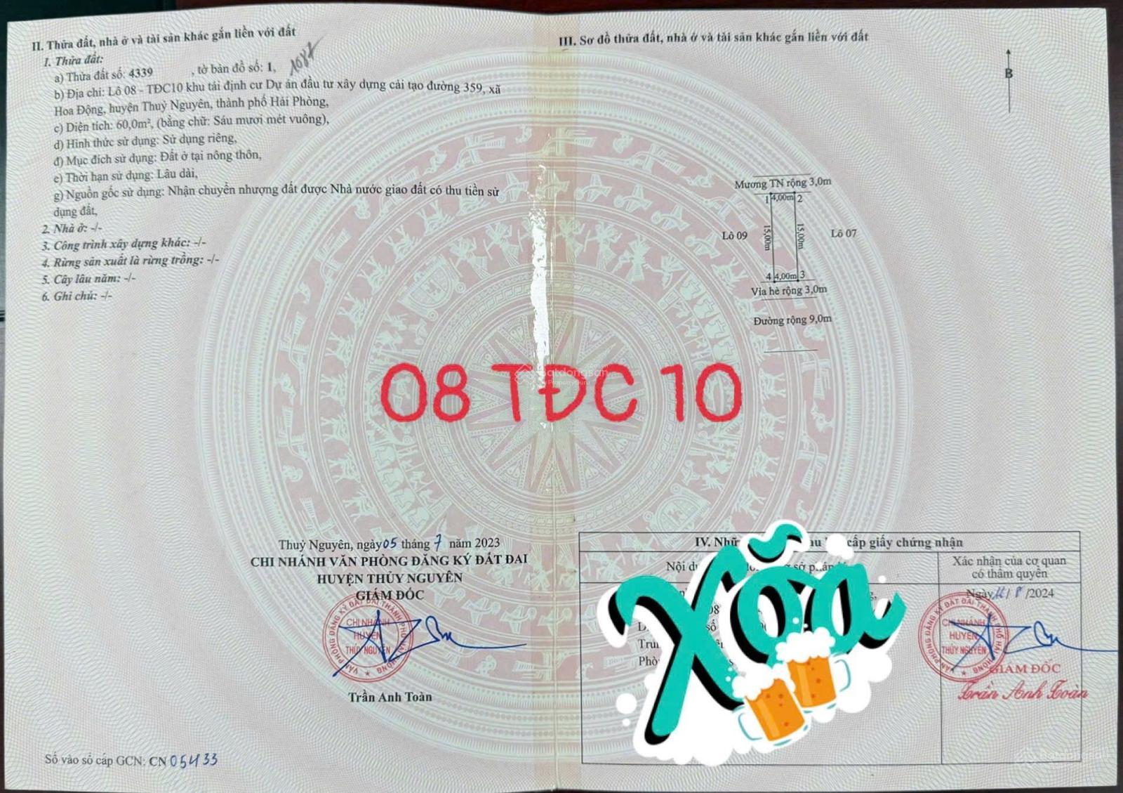 Siêu sốc 08 TĐC 10 Hoa Động vị trí đẹp hướng Nam giá chỉ 3,95 tỷ