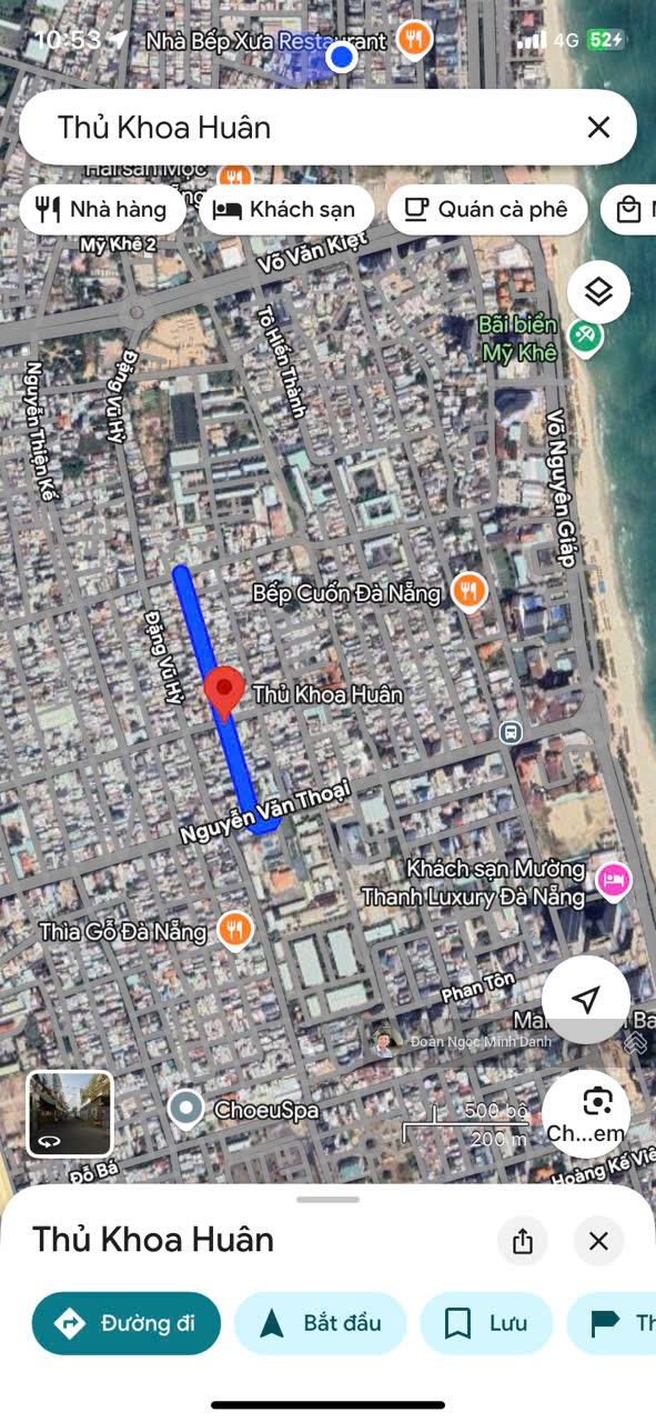 Mặt tiền Thủ Khoa Huân SĐ 172,7m2 ngang 6m, 22m nở hậu. Cách biển 500m. Giá nhỉnh 21 tỷ