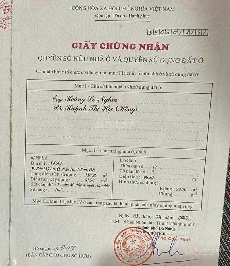 Bán gấp lô góc 2 mặt tiền Đường TRẦN KHÁNH DƯ, gần khu phố Tây