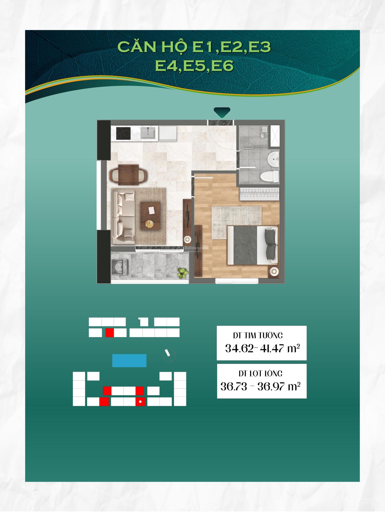 Bán nhanh căn 1PN Bcons Green Emerald- 35m2- view hồ bơi - full nội thất- đường Thống Nhất- 2.120