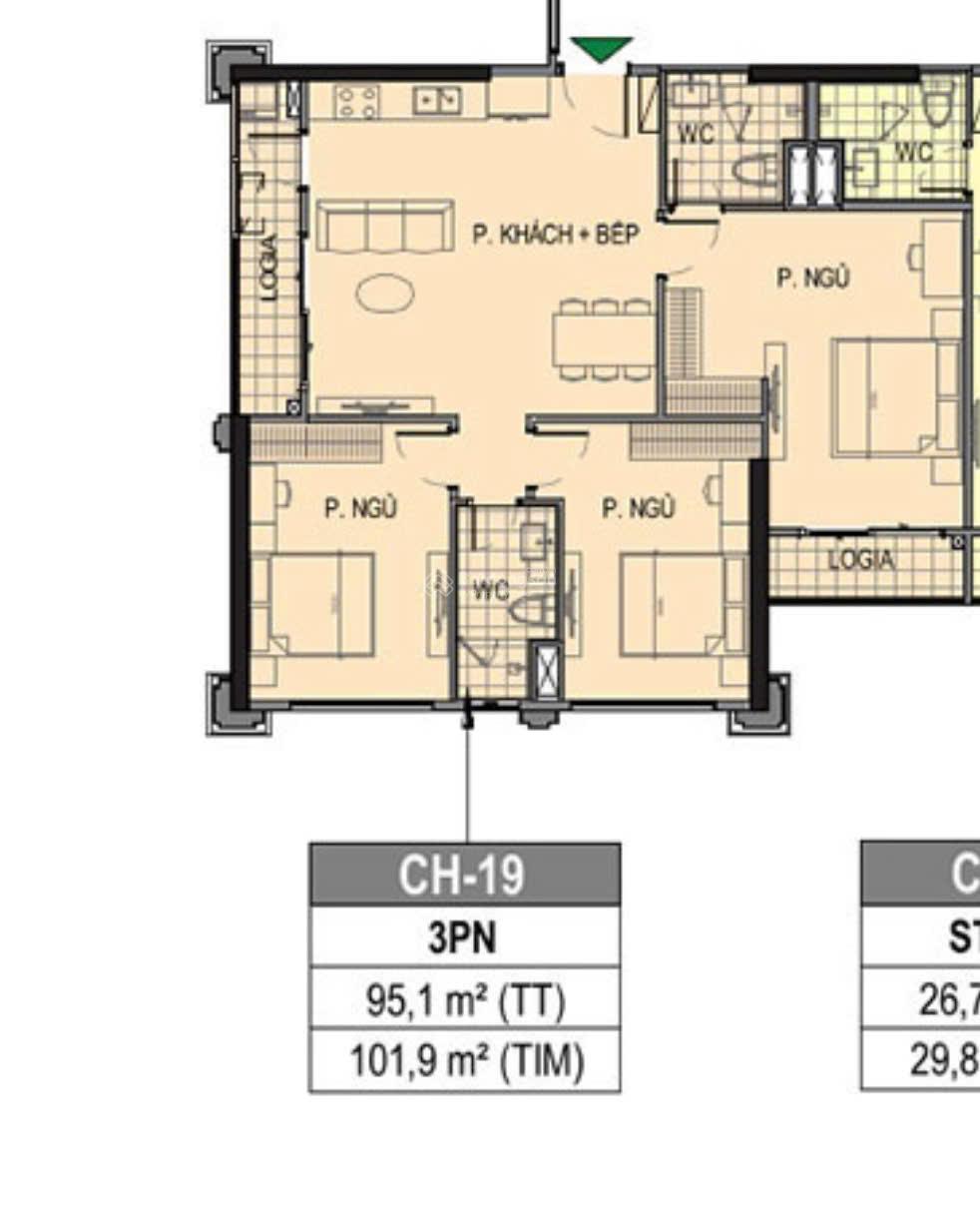 Bán siêu phẩm 3PN cực thoáng, DT siêu to 95,1m2 thông thủy giá chỉ 6,35tỷ thu về phân khu The Paris