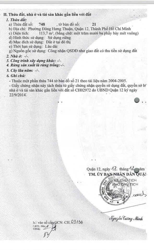 Đất thổ cư đường Nguyễn Văn quá phường đông Hưng thuận quận 12 (5x23 giá chỉ 4,9 tỷ) Đất thổ cư đường Nguyễn Văn quá phường đông Hưng thuận quận 12 (5x23 giá chỉ 4,9 tỷ)