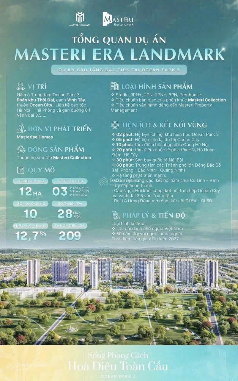 ĐỘC QUYỀN CĂN 2PN VIEW NỘI KHU TẠI DỰ ÁN MASTERI ERA LANDMARK