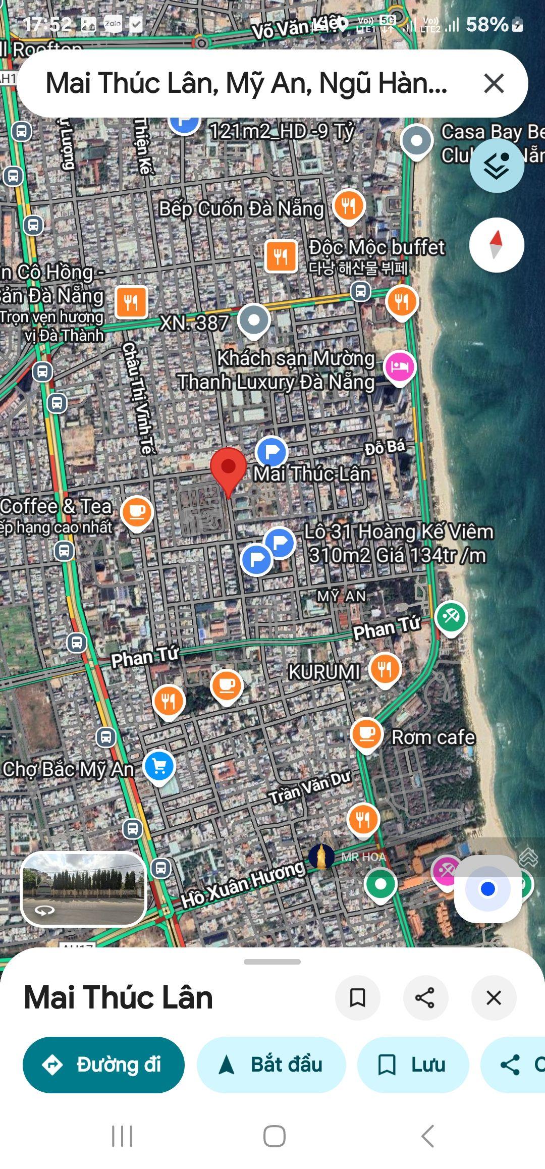 CẦN TIỀN BÁN LÔ ĐẤT BIỂN 145m2 PHỐ TÂY AN THƯỢNG ( Kiệt 6,5m Mai Thúc Lân )