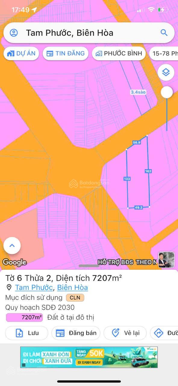 Phường Tam Phước! Biên Hoà Đồng Nai đầu KCN Giang Điền, 7207m2 giá 5.3 triệu/m2 Phường Tam Phước! Biên Hoà Đồng Nai đầu KCN Giang Điền, 7207m2 giá 5.3 triệu/m2