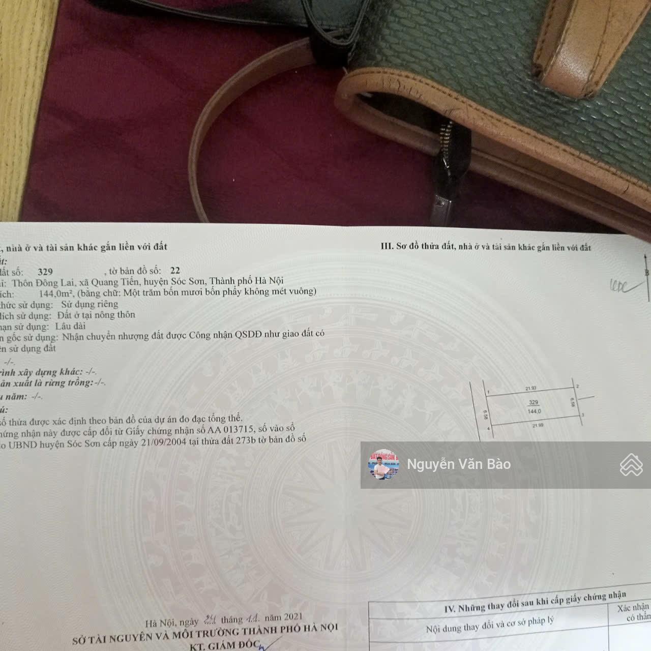 BÁN ĐẤT Ở QUANG TIẾN SÓC SƠN | Ô TÔ VÀO | 144M | 26,5TR/M