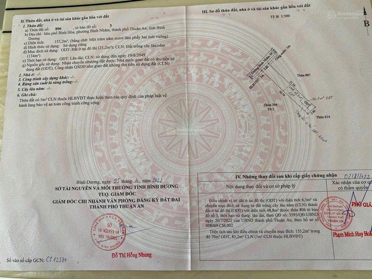 Giá tốt 155,2m2 đất Bình Nhâm 39, đường oto ra Nguyễn Chí Thanh, giá 3 tỷ 650tr