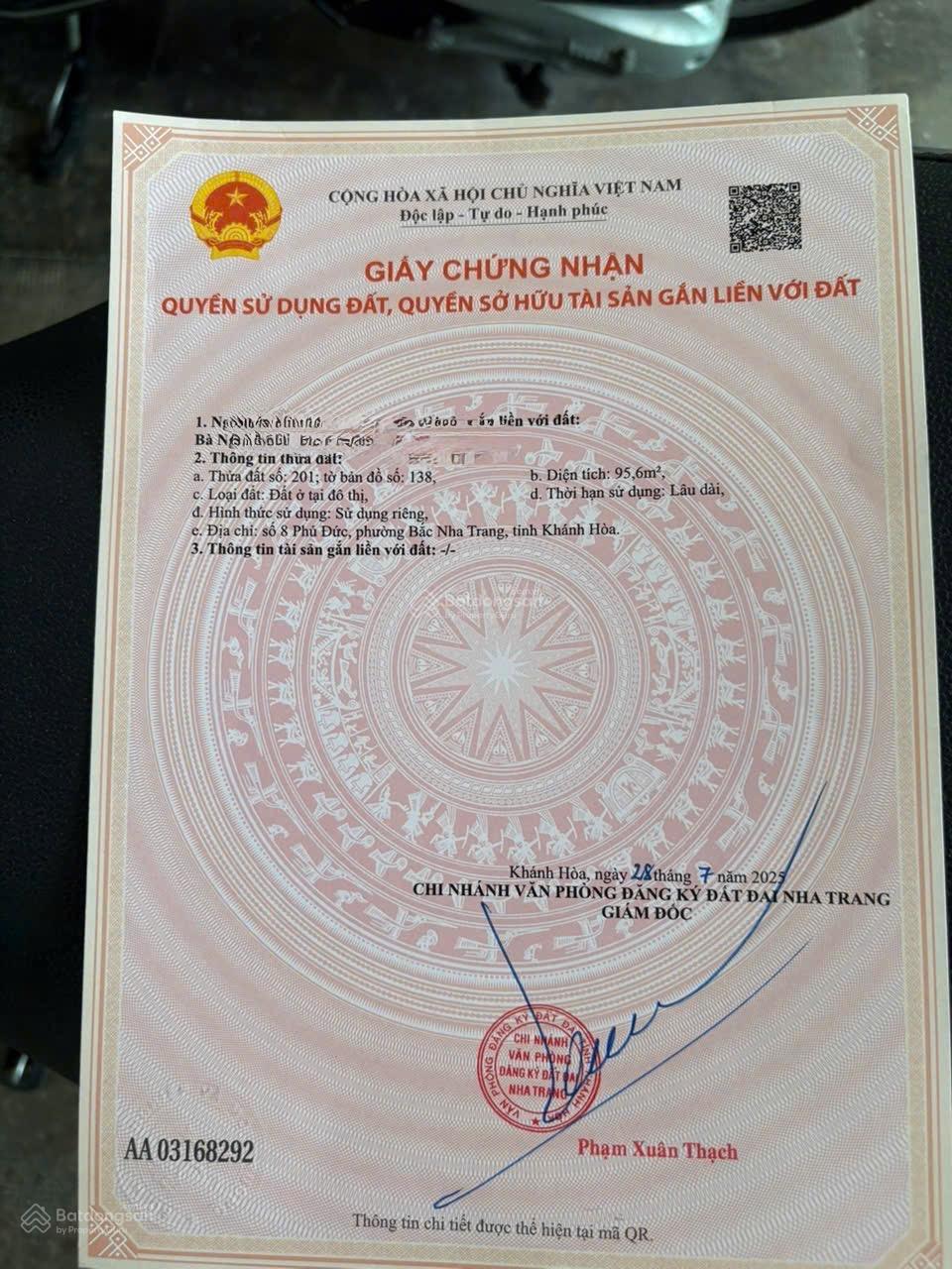 Lô đất cực đẹp sát Mai Xuân Thưởng - hướng Nam - 95,6m2 ngang 5m - giá 5,6 tỷ