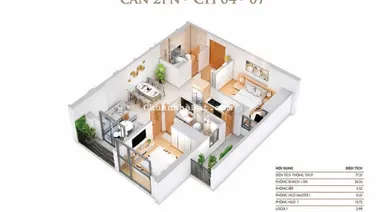 Bán căn chung cư dự án Khai Sơn City. DT 89,5m2 2 phòng ngủ, 2 WC, tầng cao đẹp