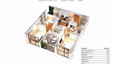 Bán căn Chung cư dự án Khai Sơn City
DT 96,87m 3 phòng ngủ, 2 WC nhà mới nguyên bản