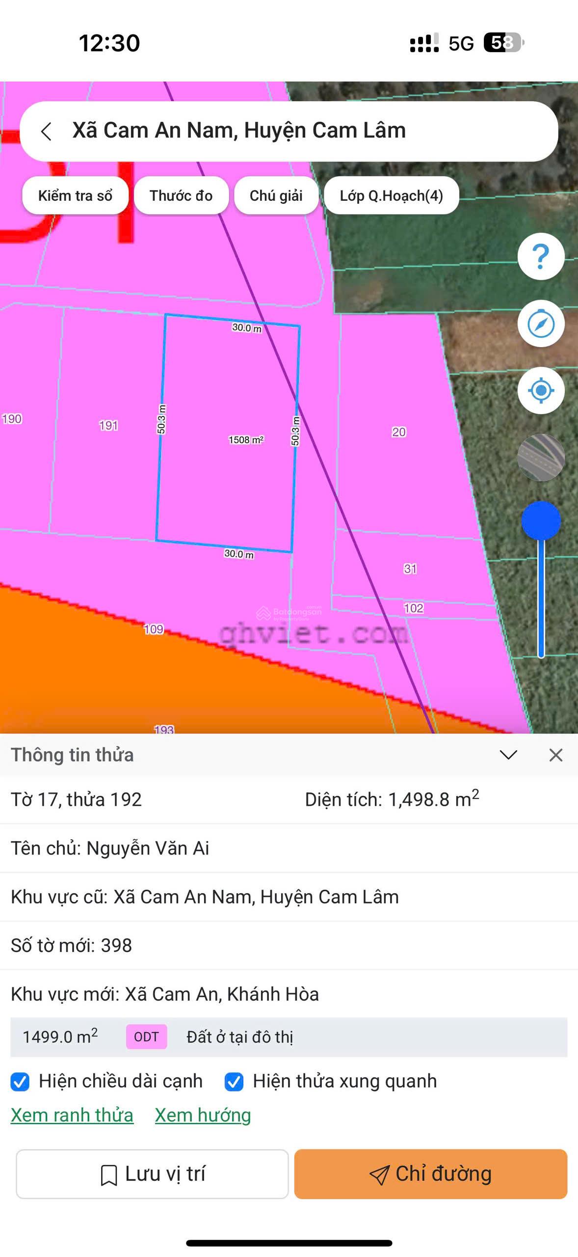 Vĩnh Đông Cam An Nam | 1.498m² | 1,6 tỷ