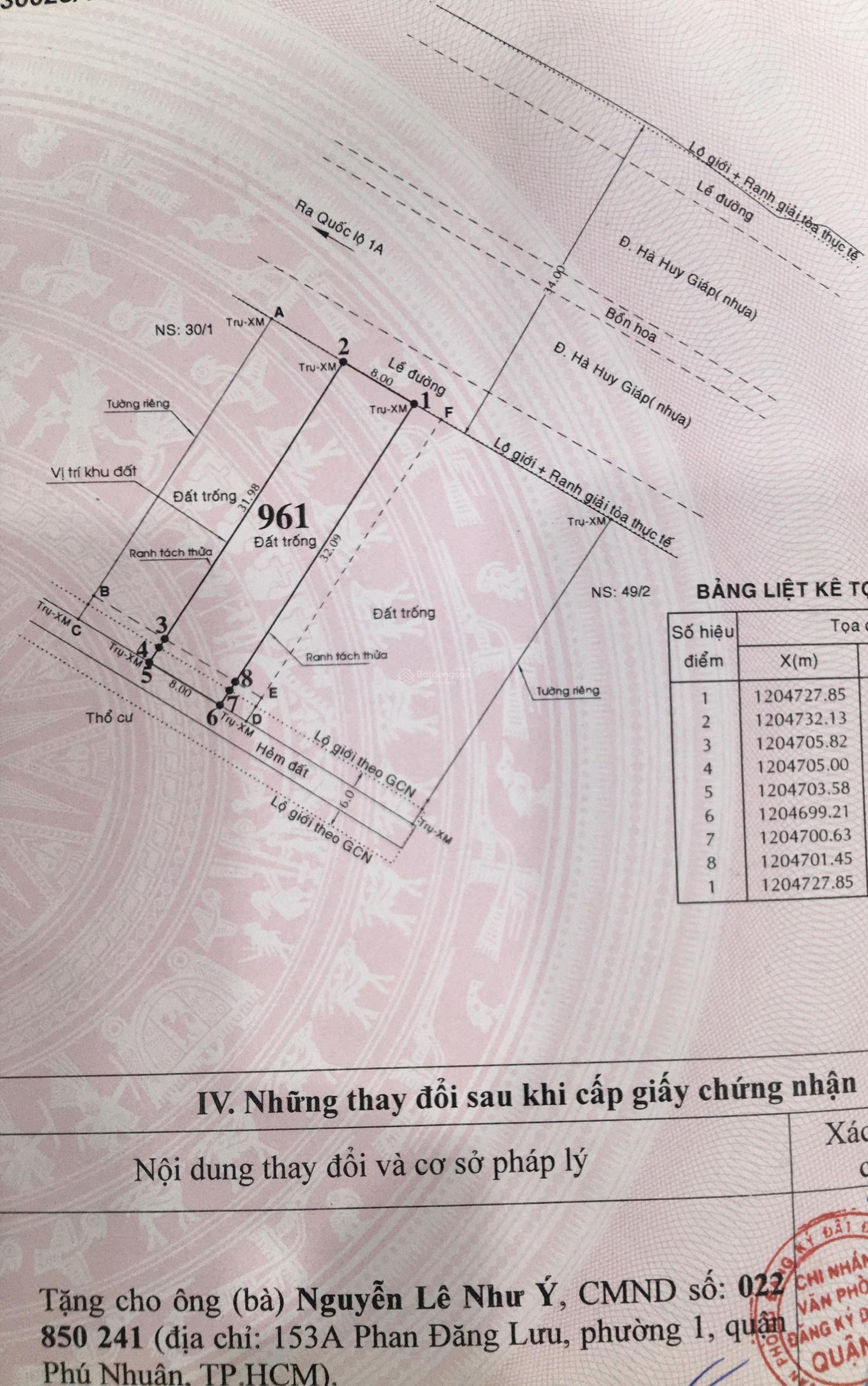 Bán nhà MT Hà Huy Giáp vị trí đẹp, DT: 8x32m Bán nhà MT Hà Huy Giáp vị trí đẹp, DT: 8x32m