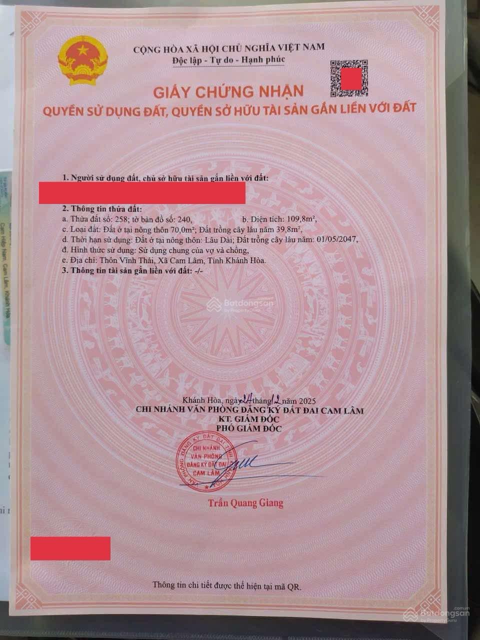 Đất khu an toàn Bàn Cờ Cam Hiệp Nam giá rẻ