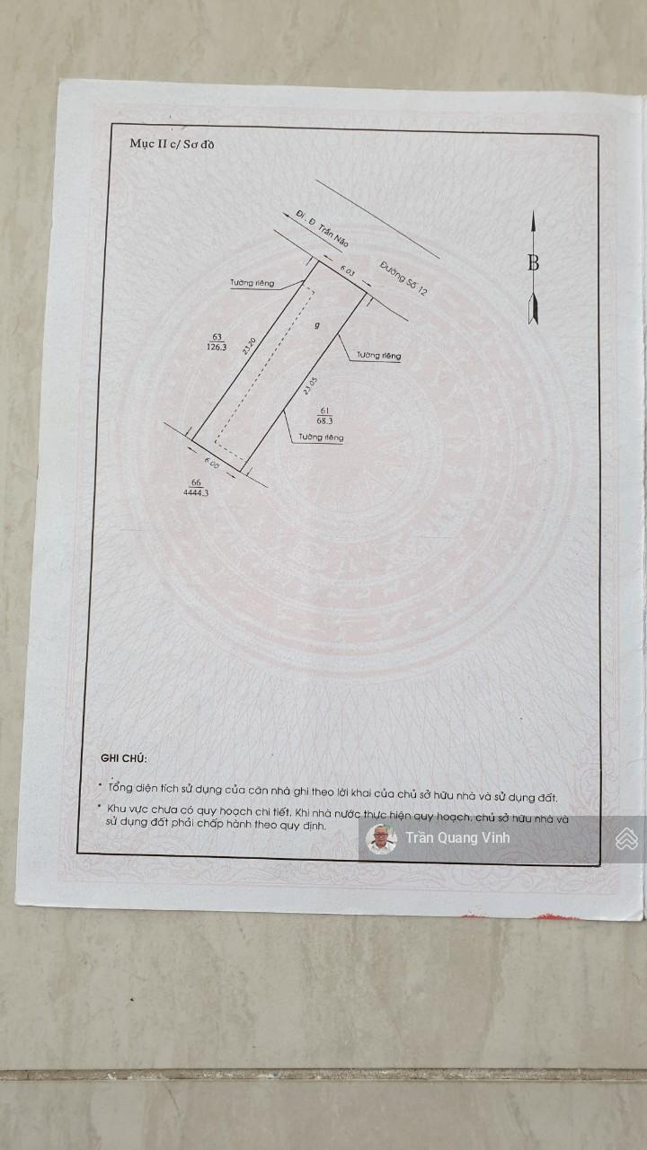 Bán đất ( có nhà cấp 4, 6mx23.5m , quy hoạch 5 tầng) đường 12 ( cách 40m đến mặt tiền Trần Não)