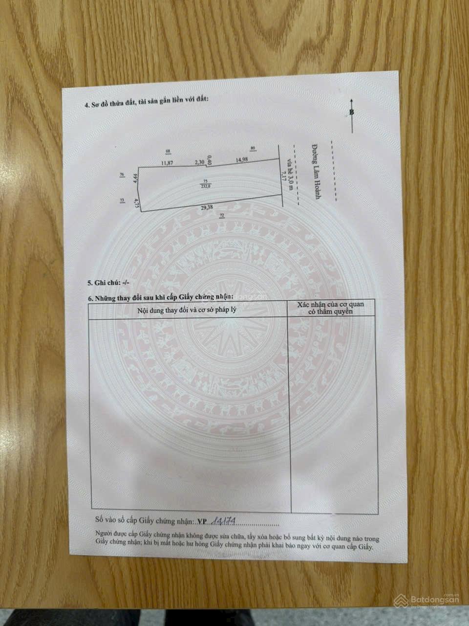 Tôi chính chủ bán đất Lâm Hoành , Sơn Trà . 232m2 sát Biển Mỹ Khê