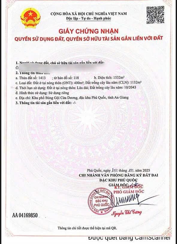 Bán lô góc siêu phẩm 1532m2 mặt tiền đường Búng Gội. Có sẵn 400m2 thổ cư, 3 căn Bungalow, gần biển