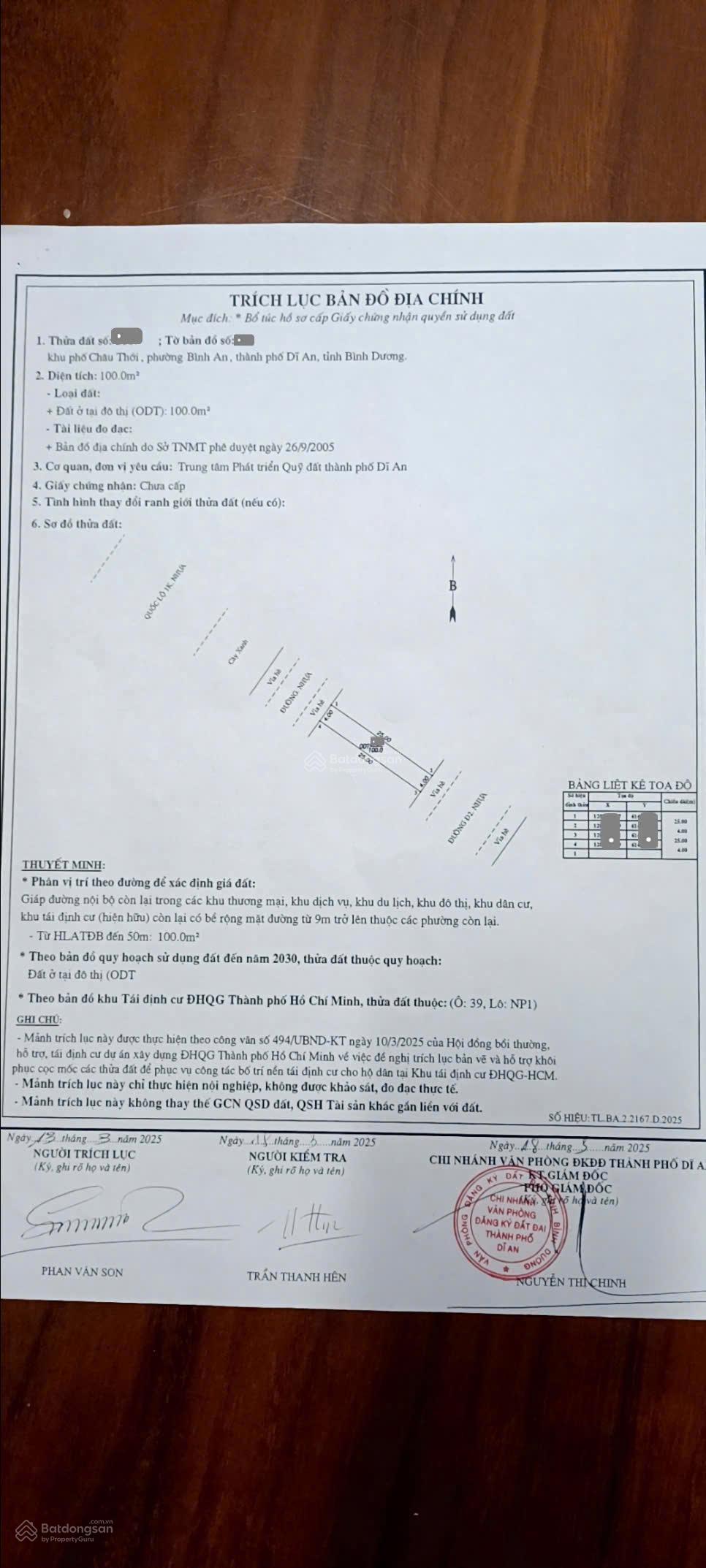Bán đất 4x25m, mặt tiền song hành QL1K, KDC Châu Thới P. Bình An, thổ cư 100%