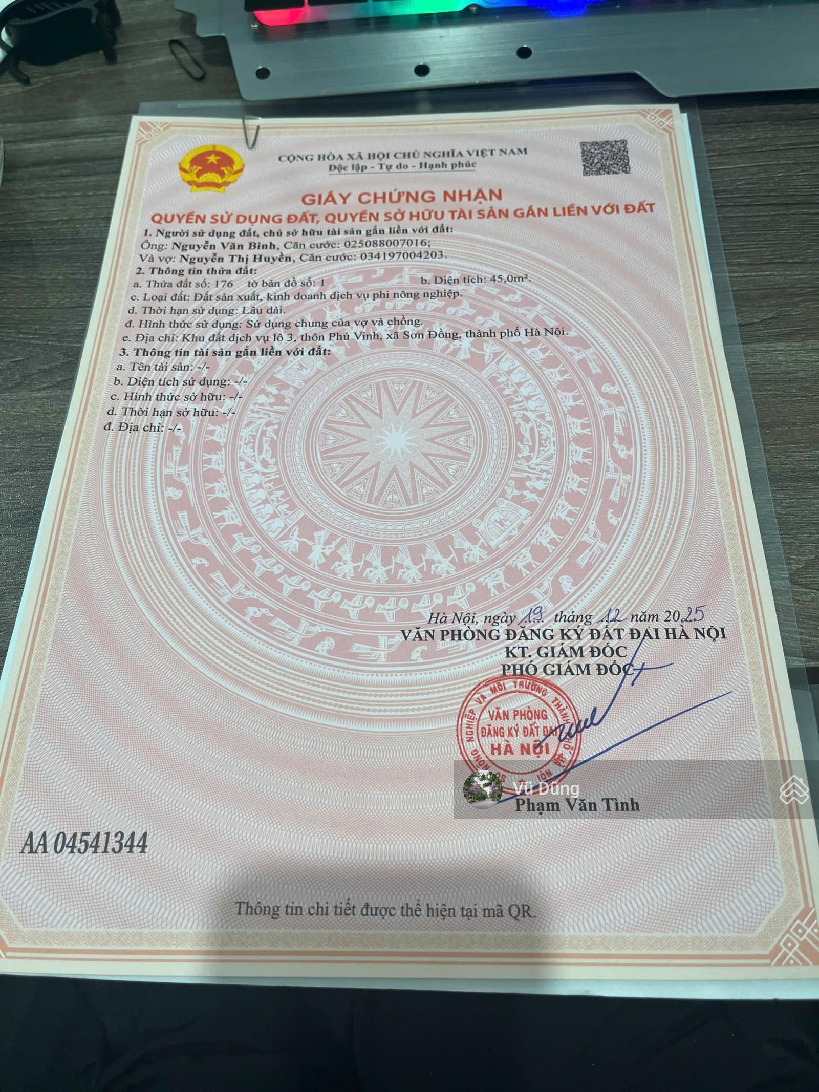 Bán đất dịch vụ Phú Vinh, Sơn Đồng, Hà Nội trước mặt vườn hoa, ô tô đỗ ngày đêm | 45m², MT 4,37m Bán đất dịch vụ Phú Vinh, Sơn Đồng, Hà Nội trước mặt vườn hoa, ô tô đỗ ngày đêm | 45m², MT 4,37m