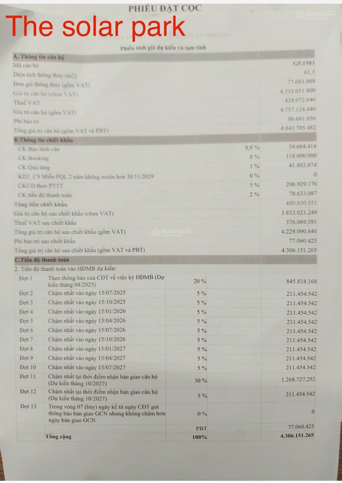 Cần bán căn hộ G5-1503 Imperia Sola Park