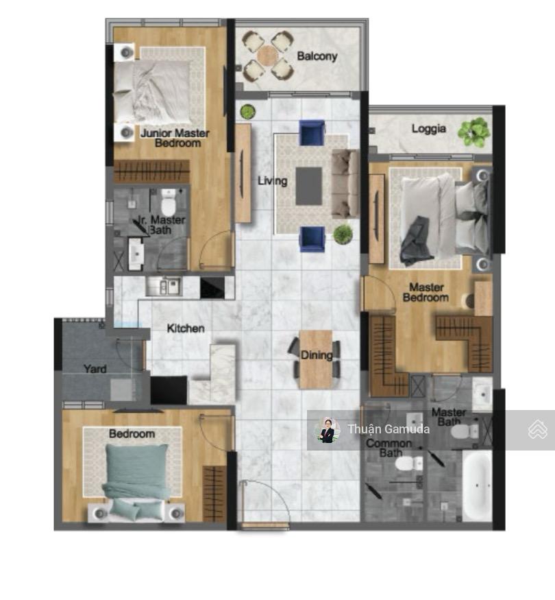 Thanh toán dãn 3năm- Căn 3PN3WC 121m2 chỉ 10,1tỷ giá tốt nhất hiện tại-Diamond Centery Celadon City