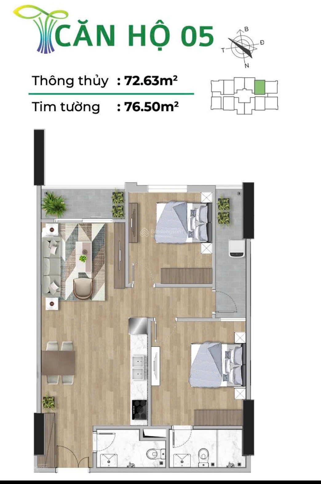 Bán căn hộ chung cư Tecco Elite City, 2 tỷ, 68 m2, 2PN, 2WC