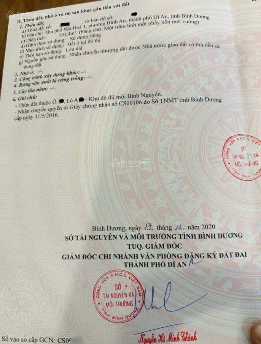 Bán đất Bình Nguyên Dĩ An sát làng đại học