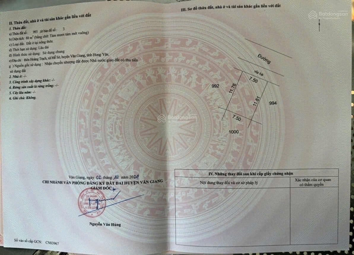 Chính chủ cần bán 88m2 đấu giá Hoàng Trạch, tiếp giáp KĐT Mễ Sở 15.600 tỷ và đường vành đai 4