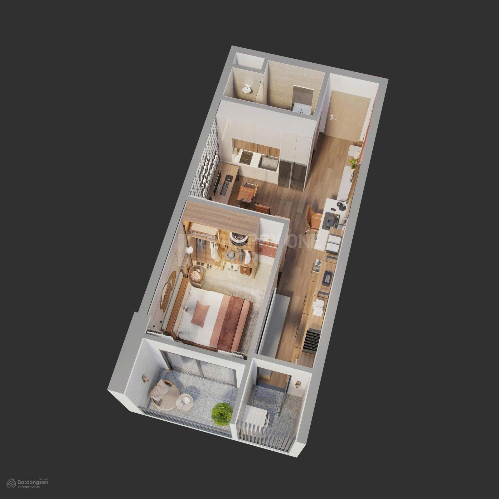 Chuyển nhượng gấp officetel Happy One Mori căn đẹp 46.9m2 giá round siêu hời: Chỉ 1 tỷ 738 full VAT