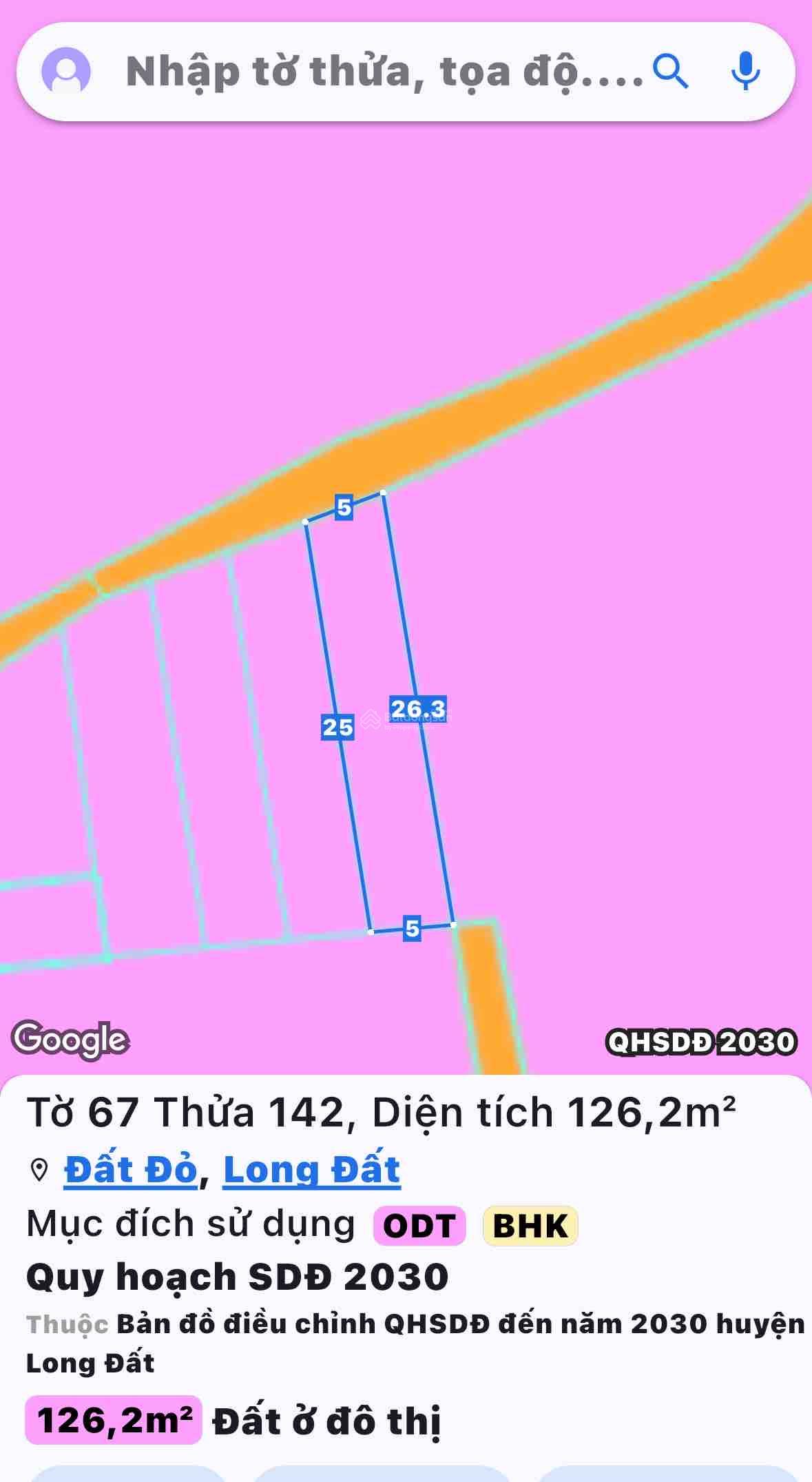 Bán đất tại thị trấn Đất Đỏ, Long Đất, Bà Rịa Vũng Tàu, giá cực chất 890 triệu, 126.2m2