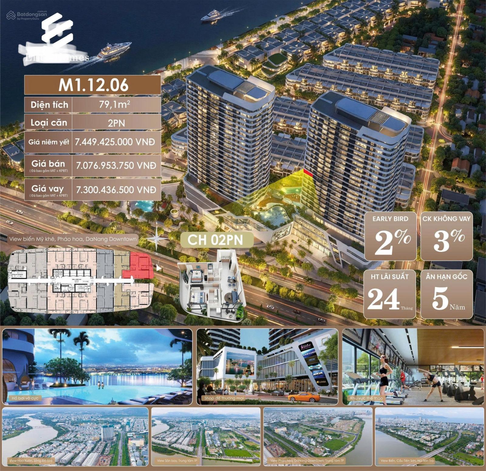 CĂN HỘ THE MERIDIAN HẢI CHÂU - DT 79m2 ĐỘC QUYỀN VIEW TRỰC DIỆN PHÁO HOA QUỐC TẾ, DOWNTOWN