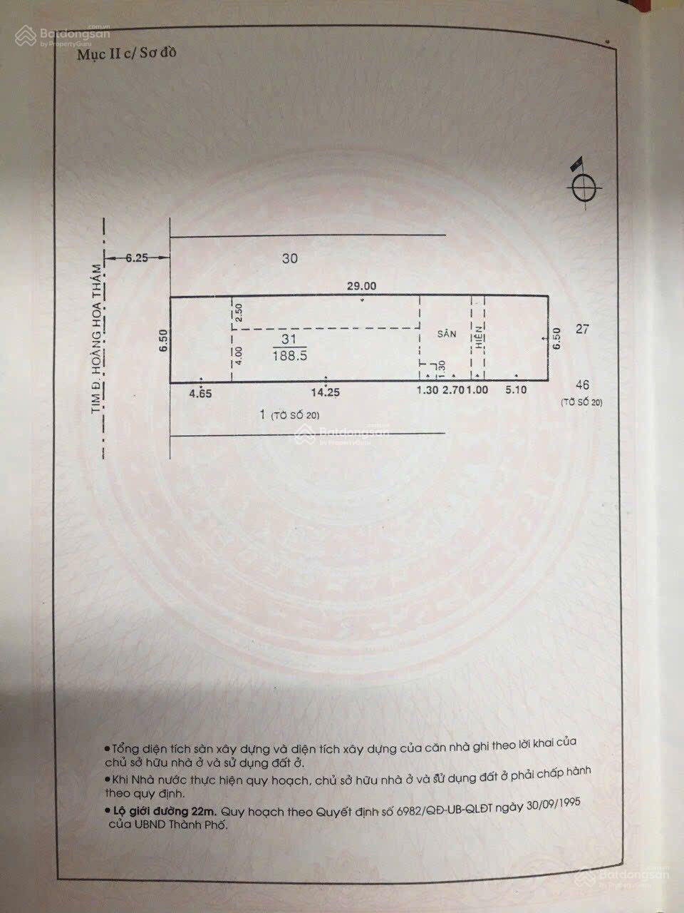 Giảm sâu 4 tỷ mặt tiền 114 Hoàng Hoa Thám Tân Bình | 6.5x29 CN 188.5m² | 4 tầng | giá 46 tỷ