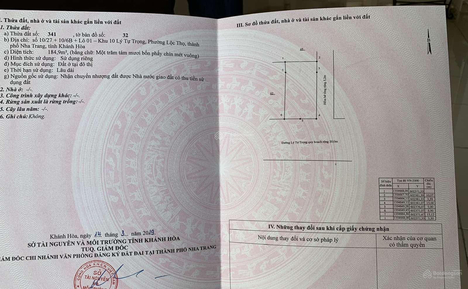 BÁN 184,9M2 NGANG 10M CHỈ 77 TỶ. GÓC 2 MẶT ĐƯỜNG LÝ TỰ TRỌNG TẶNG NHÀ 3 TẦNG. TTTP NHA TRANG