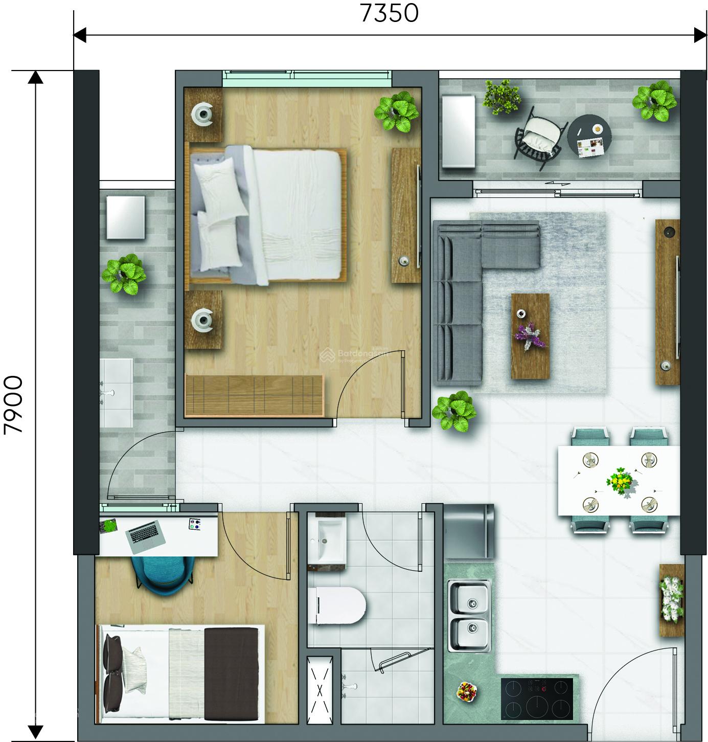 Cần bán căn hộ 2PN-1WC, dự án Daqua quận 8 mặt tiền Bến Bình Đông