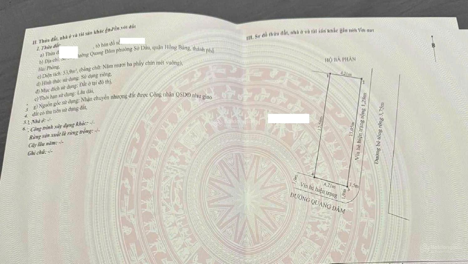 Bán căn nhà lô góc 54m2 xây 4 tầng đẹp mặt đường Quang Đàm, Hồng Bàng Giá siêu tốt