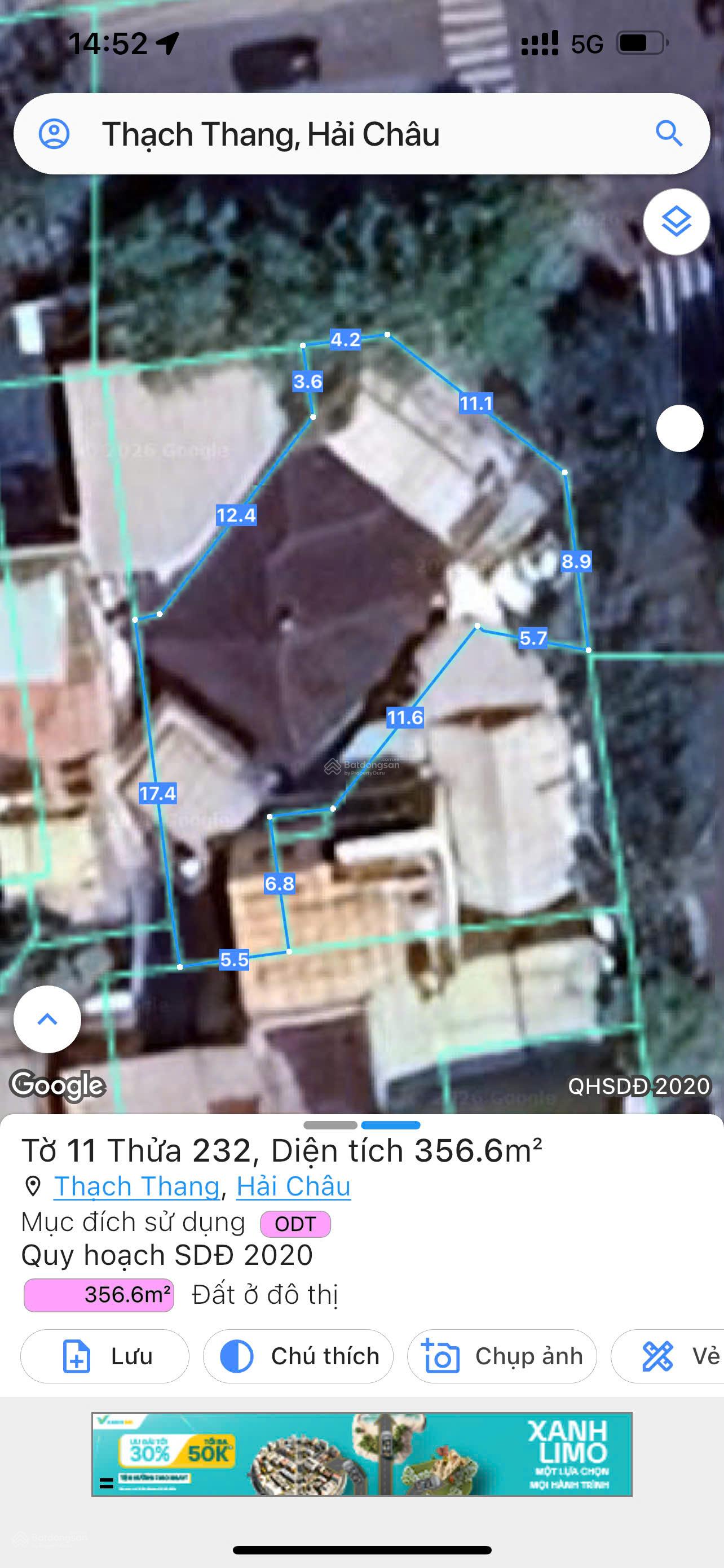 lô góc 356m2 trung tâm quận hải châu . 2 mặt tiền đường nguyễn chí thanh và lý tự trọng